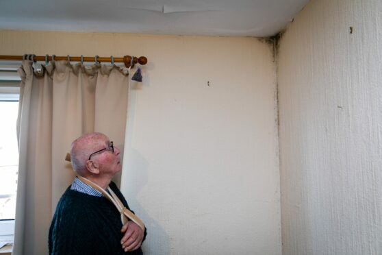 Mould is now growing in the bedroom as a result of the leak. Image: Steve Brown / DC Thomson.