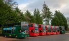 School buses from Madras College at Craigtoun Country Park.