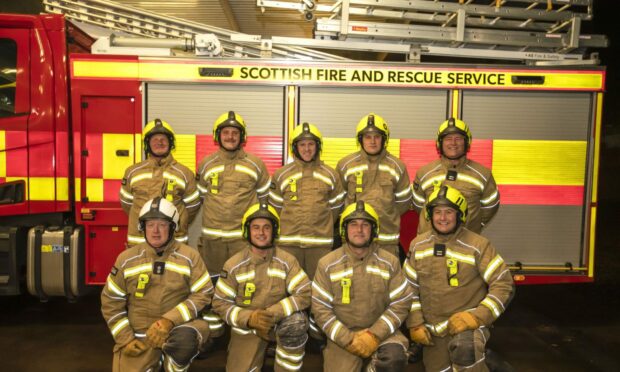 Alan Soutar and his Green Watch firefighting colleagues. Image: Taylor Lanning/PDC