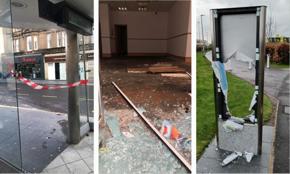 Incidents of vandalism in Dundee city centre in 2022. 
