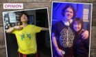Morag Lindsay in band T shirt and Junko Tsukada with The View singer Kyle Falconer.
