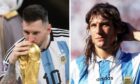 Lionel Messi with the World Cup on Sunday (left) and former Dundee and Argentina star Claudio Caniggia. Images: Shutterstock.
