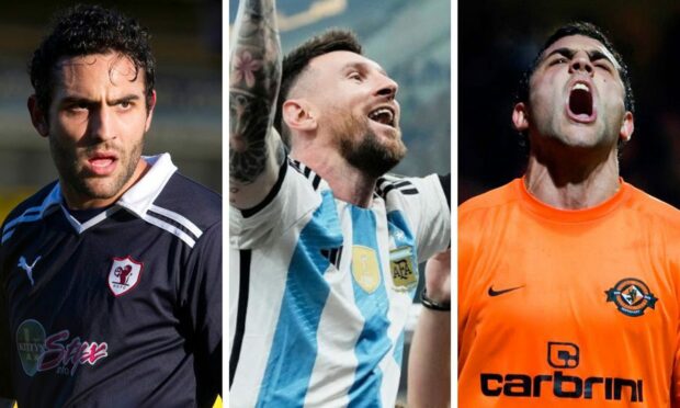 Argentinian striker Damian Casalinuovo was delighted to see Lionel Messi lift the World Cup. Images: SNS and Shutterstock.