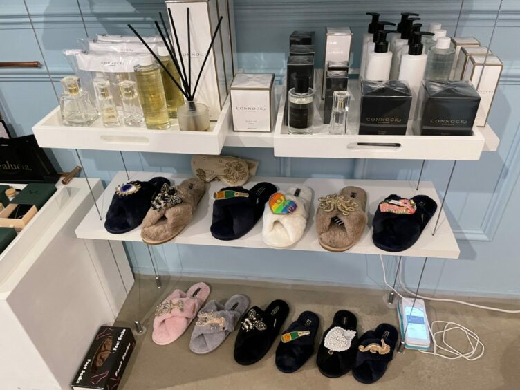A display of slippers at Evalucia, Perth.