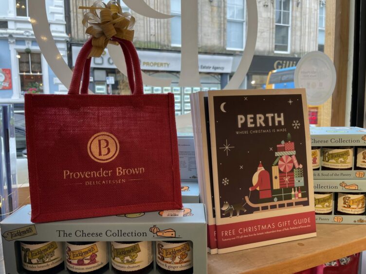 A Provender Brown gift bag with a Perth Gift Guide.