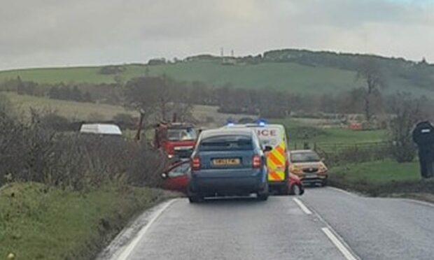 The scene of the crash on the A195 in Fife. Image: Fife Jammer Locations/Facebook.