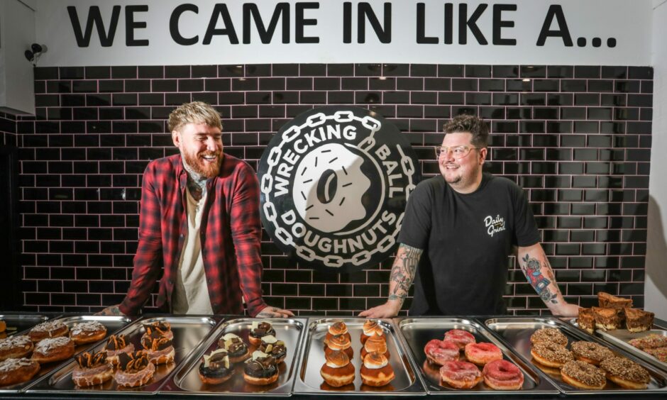 Co-owners Colin Petrie and Jamie Scott inside Wrecking Ball Doughnuts on Exchange Street, Dundee.