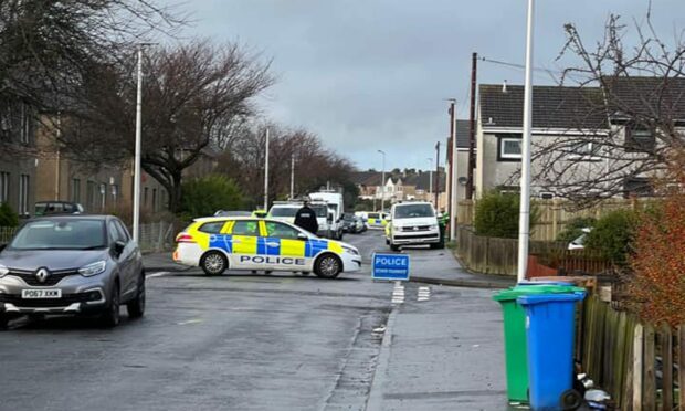 Police Scotland have closed off Memorial Road in Methil. Image: Fife Jammer Locations.