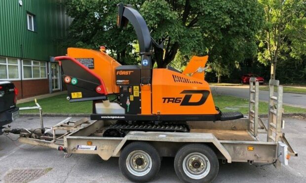 A woodchipper similar to the one stolen from Forfar. Image: Police Scotland.