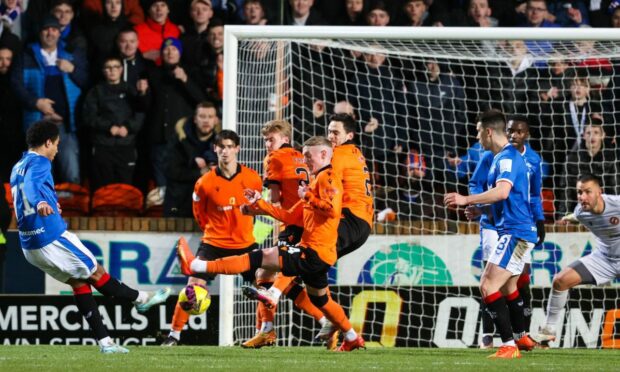 Dundee United go 2-0 down at home to Rangers. Image: SNS