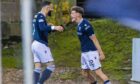 Dundee midfielder Ben Williamson celebrates with Alex Jakubiak after opening the scoring against Queen's Park. Image: SNS.