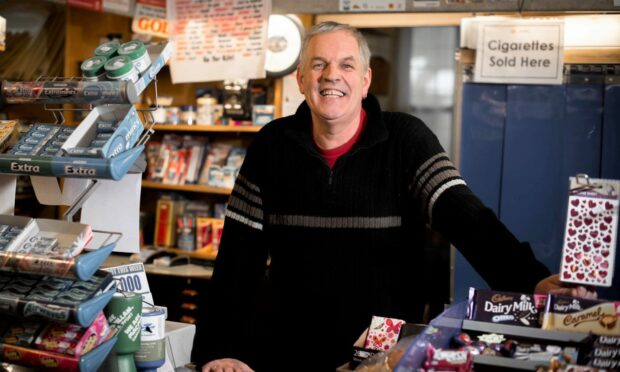 Billy Duff at the Aberfeldy newsagent he ran for 36 years.