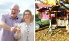 Jim and Pam Forbes, National Lottery winners from Tayport, are among those who donated the gingerbread house to The Yard. Image: National Lottery/Claire Grainger