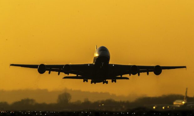 A British Airways Airbus A380-841 taking off from Heathrow Airport. Image: PA Wire