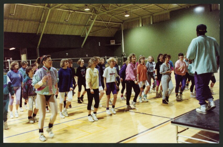 people doing aerobics in Dundee Douglas sports centre in the 1990s.