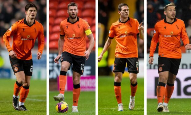 Harkes, Edwards, Smith and Pawlett (left to right) are all out of contract this summer. Image: SNS / DCT