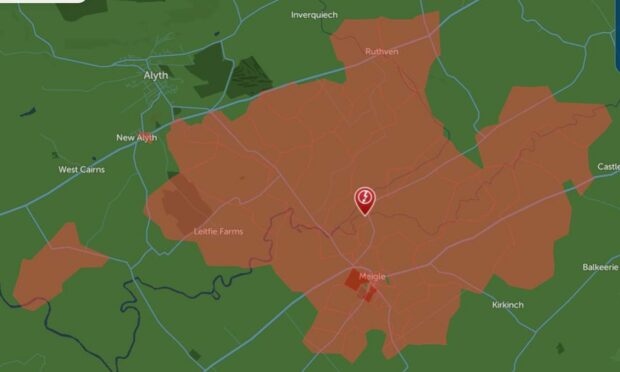 A map showing the area affected by the power cut