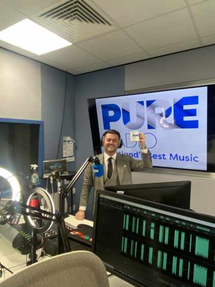 Apprentice candidate Reece Donnelly in the Pure Radio studio