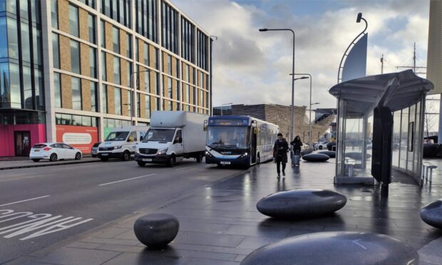 The bus stop at Dundee Railway Station. Photo supplied by Councillor Fraser Macpherson Date; 12/01/2023