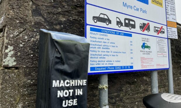 Meters in Angus off-street car parks have been covered for almost three years. Image: Graham Brown/DC Thomson