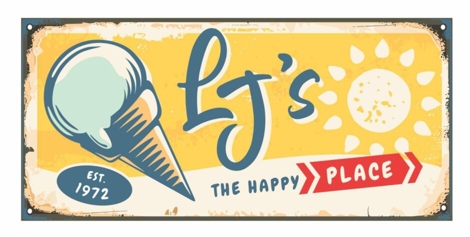 The new logo for LJ's Elie ice cream shop, designed by Bill Bruce of Cellardyke.