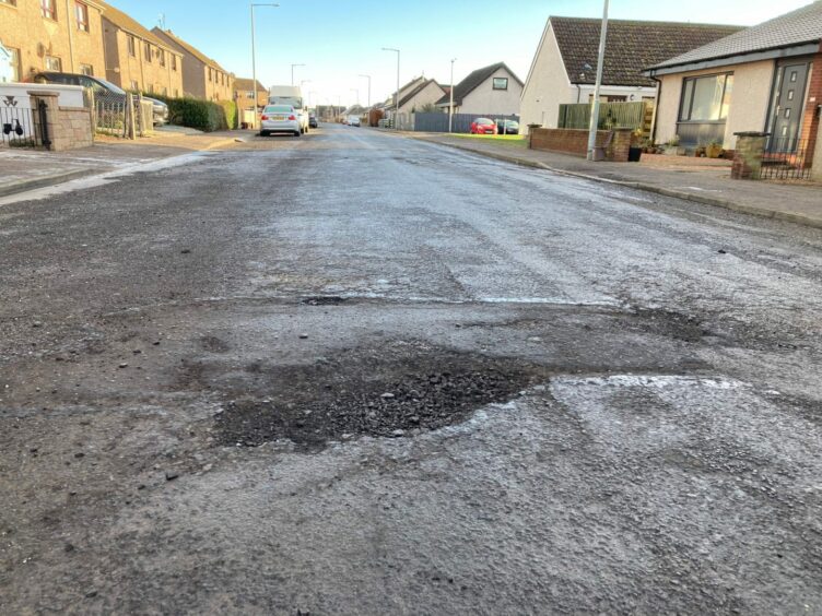 Image shows potholes in Carnoustie, Angus on January 17th. 
