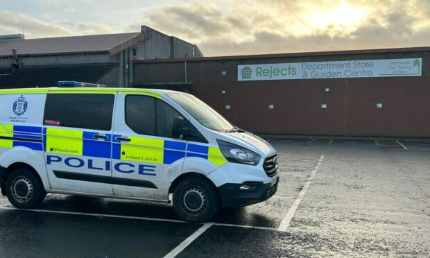 Police outside the store in Kirkcaldy on Friday. Image: Neil Henderson/DC Thomson.