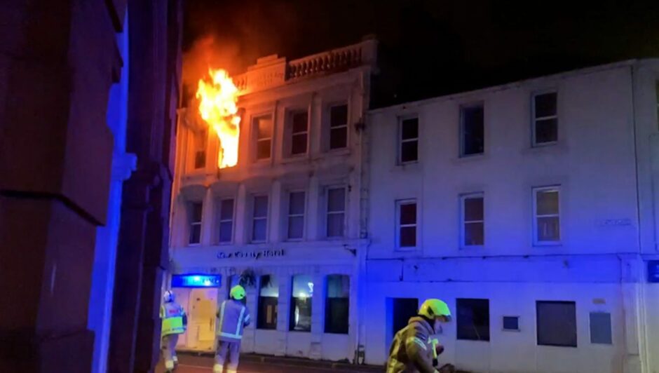 Flames at the New County Hotel in Perth.