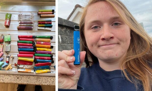 Laura Young discovered 55 disposable vapes during a one-hour walk through Dundee.