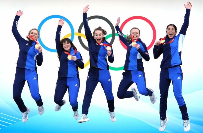 Forfar Olympic curling champion Hailey Duff is second on the left. 
