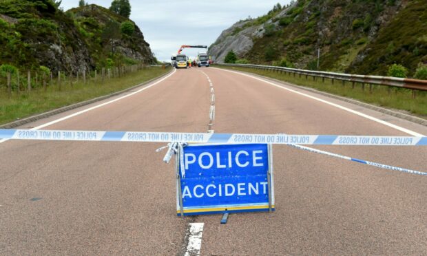 A9 closed after a tragic collision. Image: Sandy McCook/DC Thomson