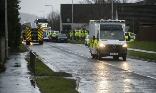 Emergency services respond to the crash on the A919 Station Road in Leuchars.