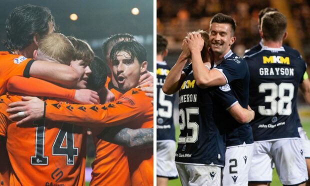 Dundee United and Dundee both want to finish the season celebrating. Images: SNS