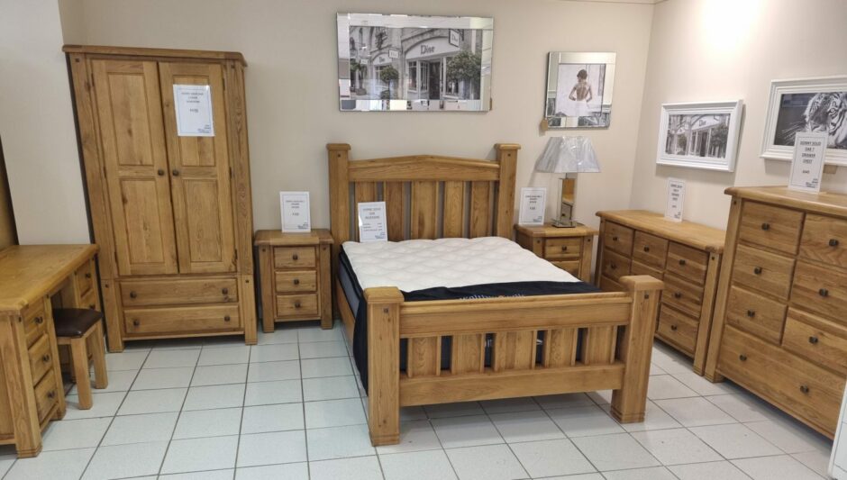 Solid Oak Bed and matching oak bedroom furniture from shop in Dundee