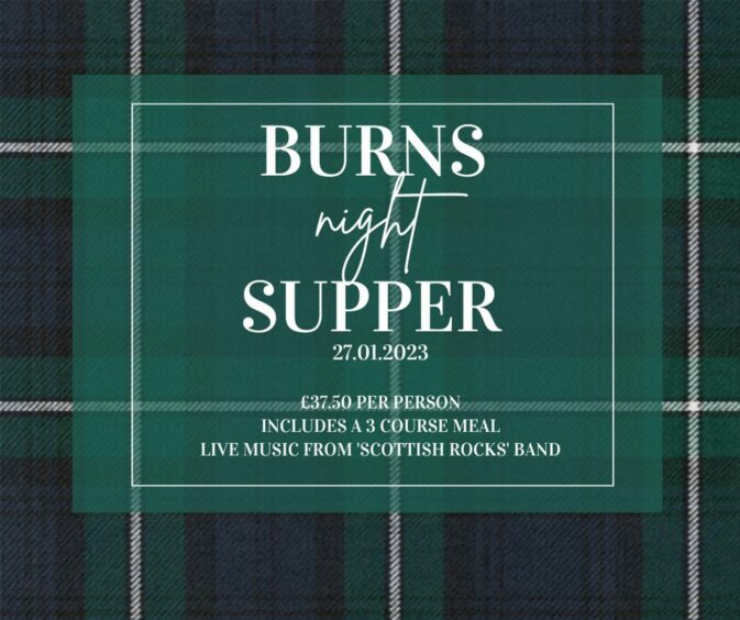 The Forbes of Kingennie Burns supper event ticket in Dundee.