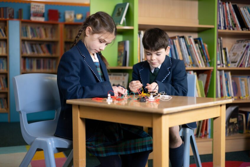 Two children studying at Klilgraston independent school in Perthshire.