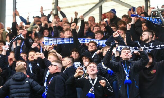 St Johnstone fans at Tannadice. Image: Shutterstock.