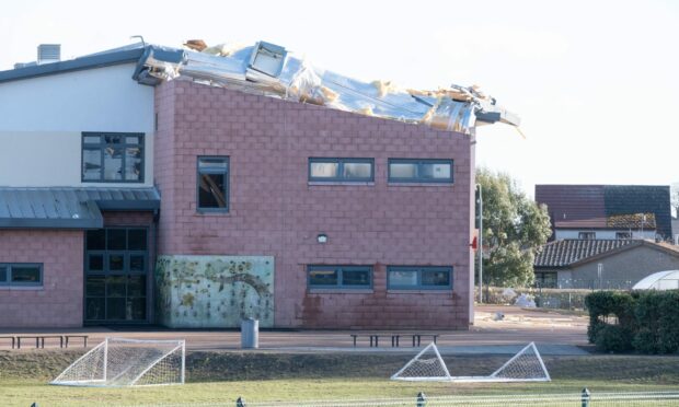 Storm Otto Roof damage at Burnside Primary School in Carnoustie. Image: Paul Reid/DC Thomson.