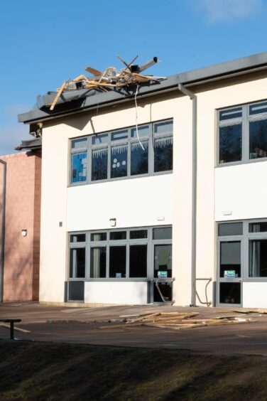 Roof damage at Burnside Primary School in Carnoustie