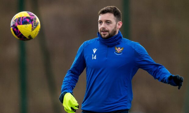 Drey Wright during a St Johnstone training session. Image: SNS.