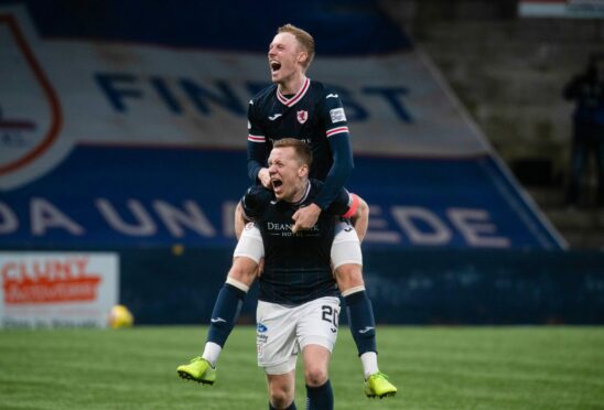 Rovers' Ross Millen and Scott Brown. Image: SNS.