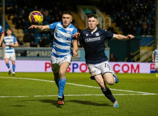 Josh Mulligan earned praise from Dundee boss Gary Bowyer for his performance at Greenock Morton. Image: SNS.