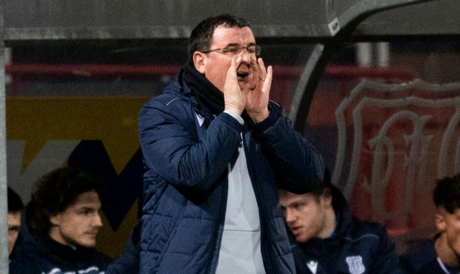 Dundee boss Gary Bowyer in the Dens Park dugout.