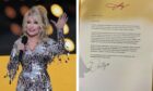Dolly Parton wrote a letter to the residents of Dunfermline. Image: John Locher/AP/Shutterstock, Visit Dunfermline