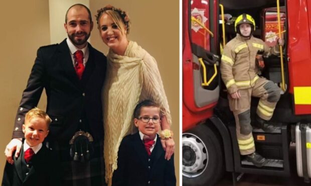 Fife firefighter Barry Martin and his family