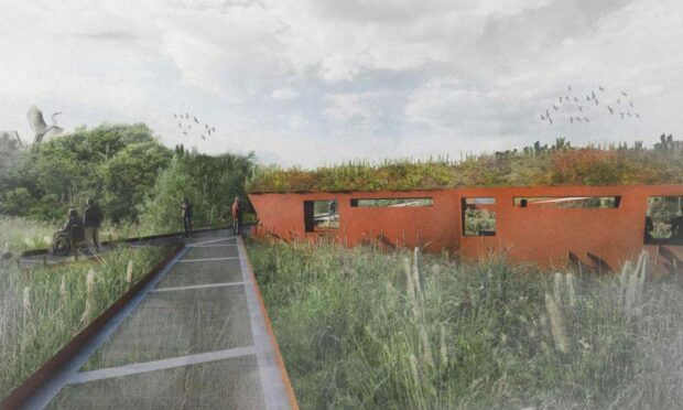 The initial concept design for Burn Mill Garden shows boardwalks and a bird hide. Image: The Leven Programme.
