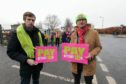 Councillors Alasdair Bailey and Brian Leishman joined the picket line at Perth Grammar School. Image: Phil Hannah.