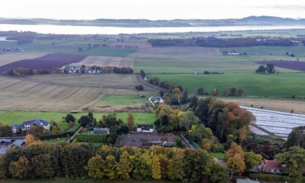 The Balruddery site (centre) sits on the border with Dundee looking towards the Tay. Image: Angus Council