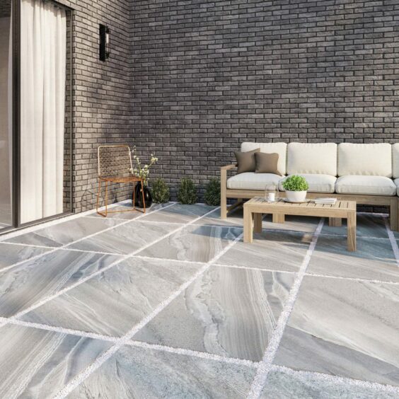 Patio with Quartz Stone Grey paving