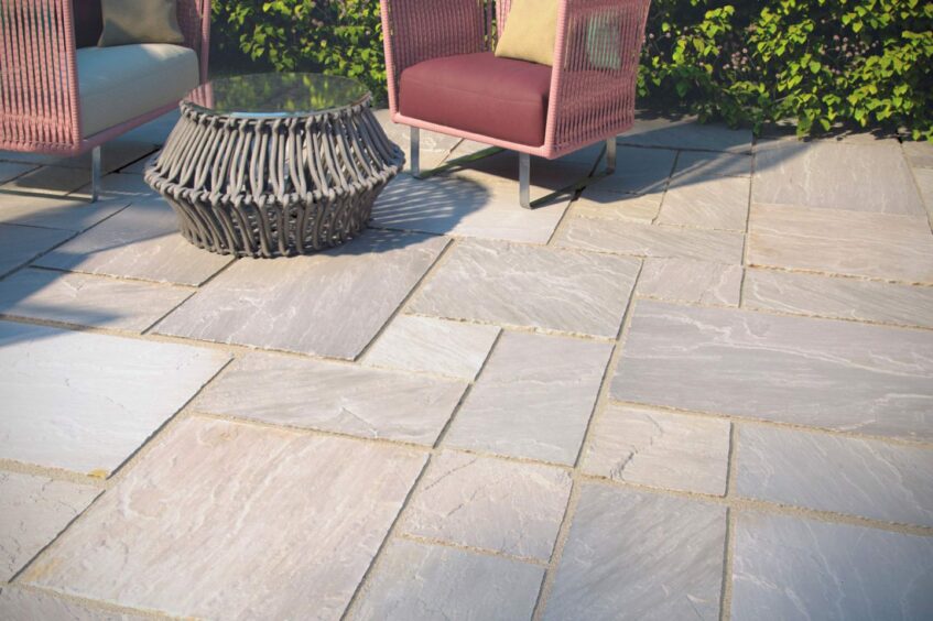 Patio ideas can include natural Marketstone paving 